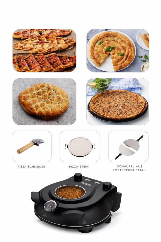 Mulex Pizza Crusto Steinoven – Elektrische Pizzaoven tot 400°C – Boven- en Onderwarmte Apart Regelbaar – 1200W - Tasfirin — afbeelding 2
