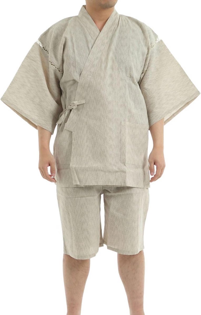 Japanse Kimono voor Heren - Jimbei Katoen Set - Traditioneel Zomerpak