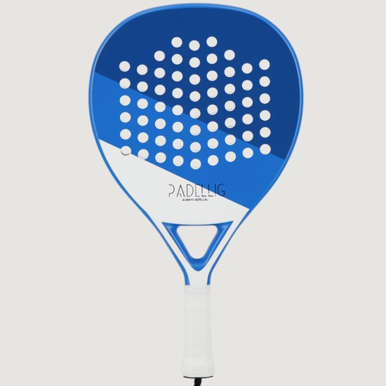 Padelracket Padellig BLUE DELIGHT - 3K full carbon padelracket - teardrop/druppelvormig racket - beginners/gevorderd - met padelballen & tas