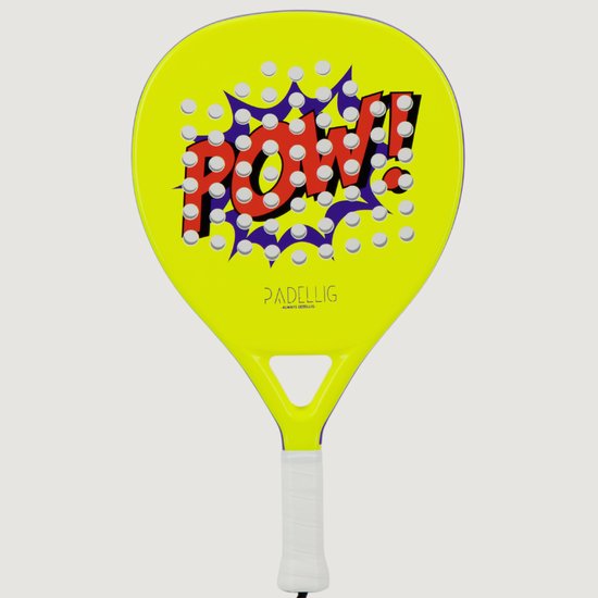Padelracket Padellig POW - 3K full carbon padelracket - teardrop/druppelvormig racket - beginners/gevorderd - met padelballen & tas