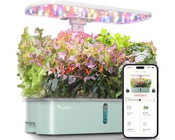 WiFi Hydrocultuur Kweeksysteem 10 Plantplaatsen – 24W LED Groeilicht – 4L Watertank – Smart Indoor Herb Garden met App & Timer – Lichtgroen