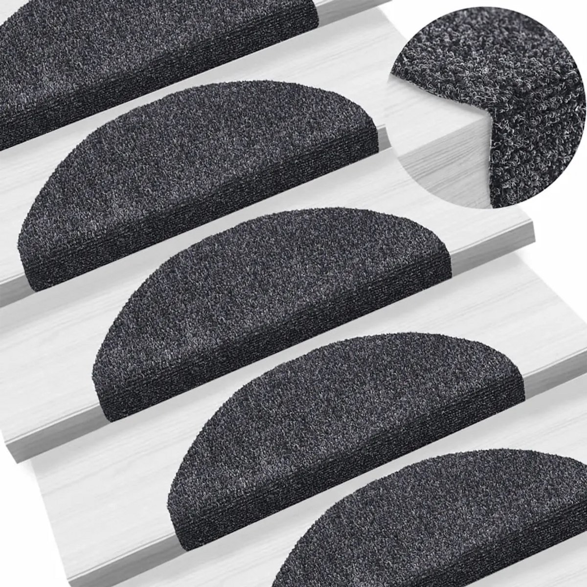 Halve Maantjes voor Trap - Antraciet - 15 Stuks - 56x17cm - Trapmatten - Trapmatten set