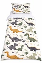 Housse de couette simple 140 x 200 - Dinosaurus - Enfant - Bonne qualité - Enfant - Ado - Adulte