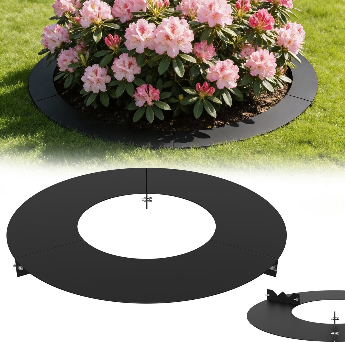Aufun Maairand - Diameter 120 cm - Zwart - Borderrand Van Robuust Staal - Tuindecoratie, Tuindecoratie En Boombescherming - Vlak Voor Bomen En Struiken