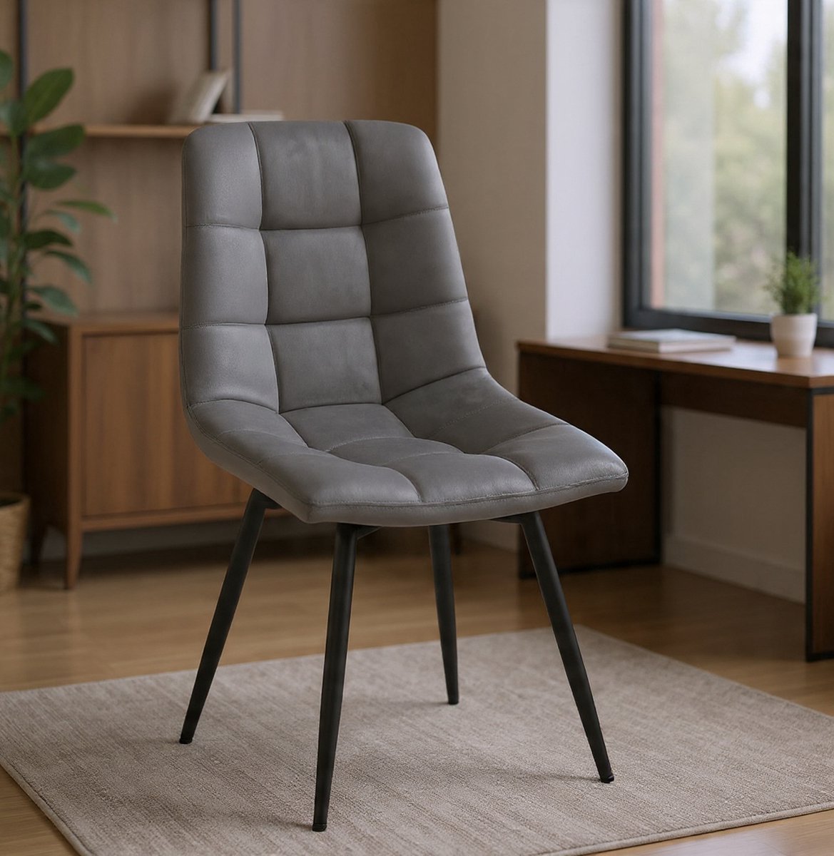 EUGAD Eetkamerstoelen, draibar, set van 4, voor Eetkamer, keuken, woonkamer, Keukenstoelen, gestoffeerd, met fluwelen rugleuning, metalen poten, 150 kg belastbaar, Donkergrijs-Casa Serena