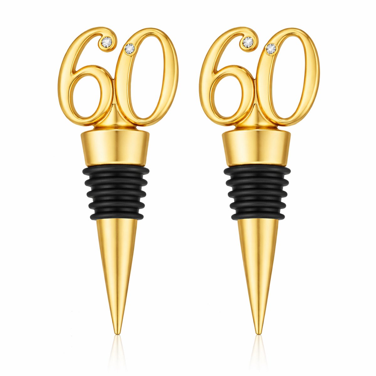 Wijnstoppers Veldman Living - RVS Wijnstoppers - Goudkleurige 60 jaar wijnstoppers 2 stuks
