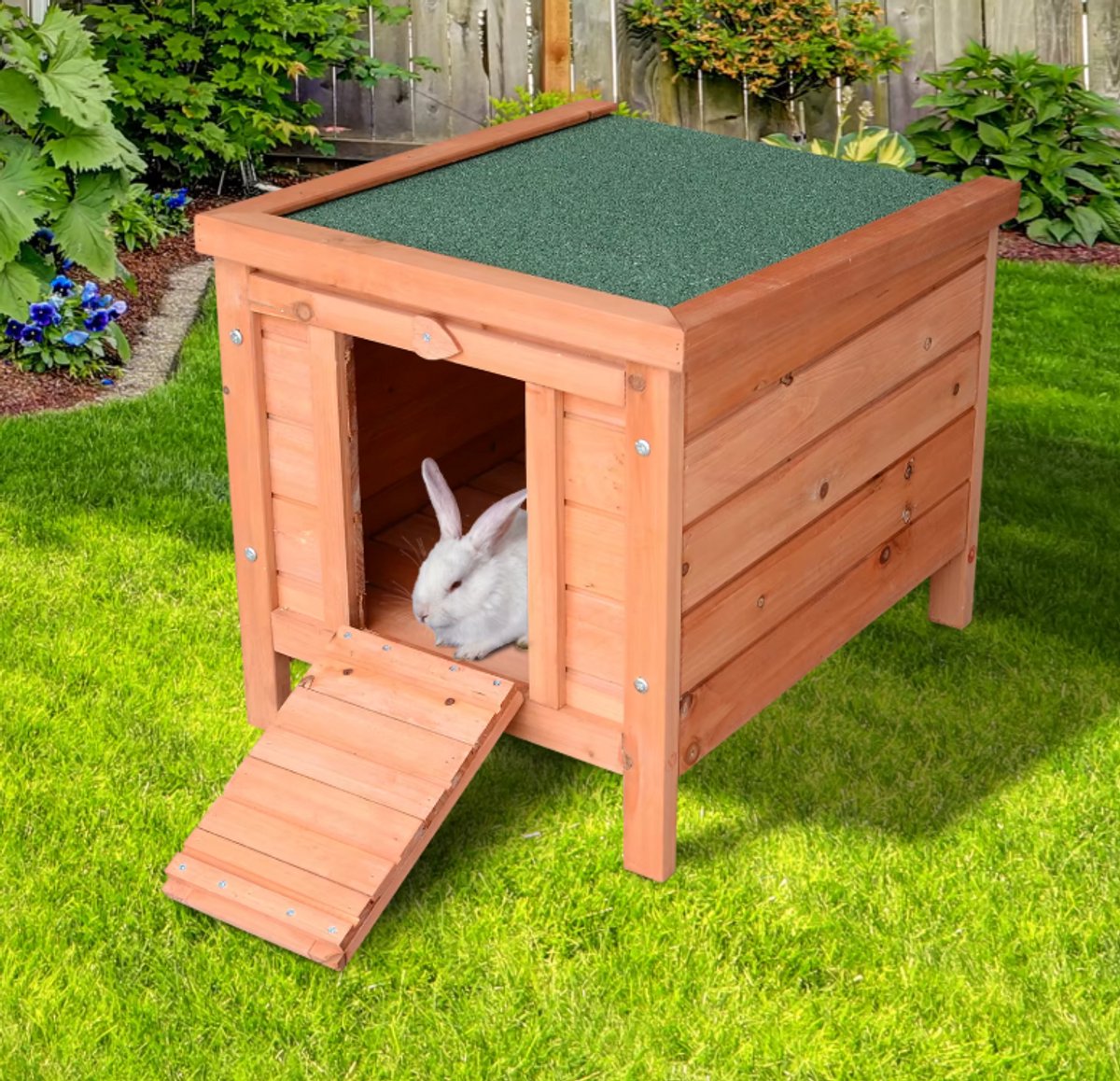 Houten Dierenhuis 51x42x43 cm – Compacte Dierenhut met Asfalt Dak – Voor Kleine Huisdieren zoals Konijnen of Cavia’s