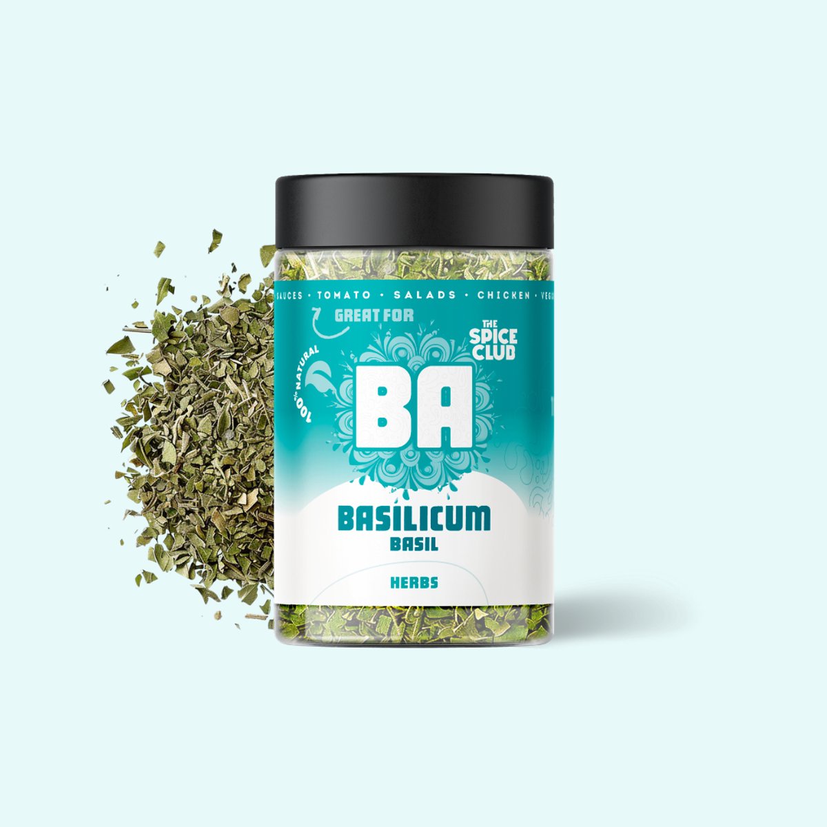 The Spice Club - Kruidenpotjes Vierkant - Met deksel - Basilicum Gesneden - 50 gram - 100% Natuurlijk
