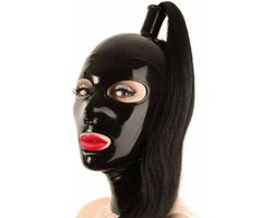 Fetisj latex masker met staart - One size voor L t/m XXL - Sex masker - Seks BDSM - Rubber - 4MM dik - Extra staart functie voor controle