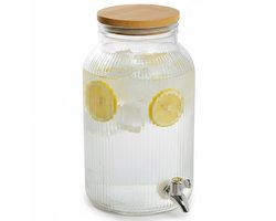 Secret de Gourmet Drankdispenser met kraantje - 6 liter - transparant glas - limonadetap - waterdispenser - 18 x 31,5 cm