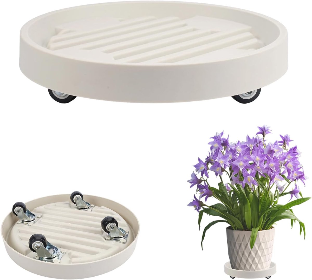 Plantentrolley op wieltjes - plantenonderzetter - Plantentrolley - Voor binnen en buiten - draagvermogen tot 75 kg - Greon - 22cm - van Imperatoris