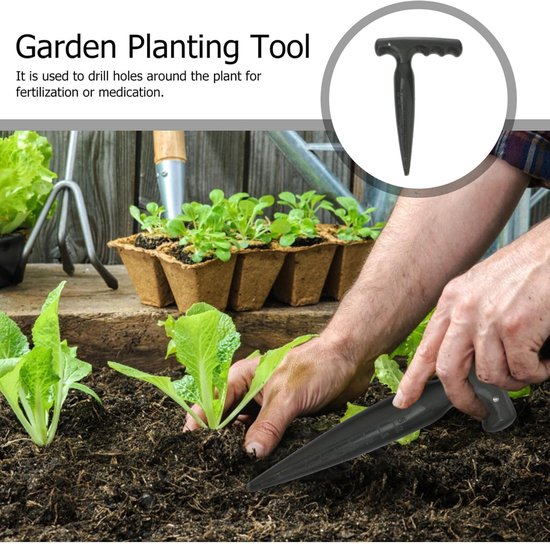 2 stuks zaai- en plantgereedschap, 17 cm plantstok, plastic plantstok voor het planten, bollenplanter met handvat voor het zaaien van zaden, planten, bollen en graven van Merkloos	 — afbeelding 3