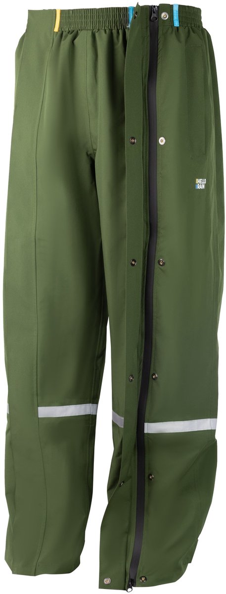 Groene regenbroek met volledige rits van Hello Rain XXXL