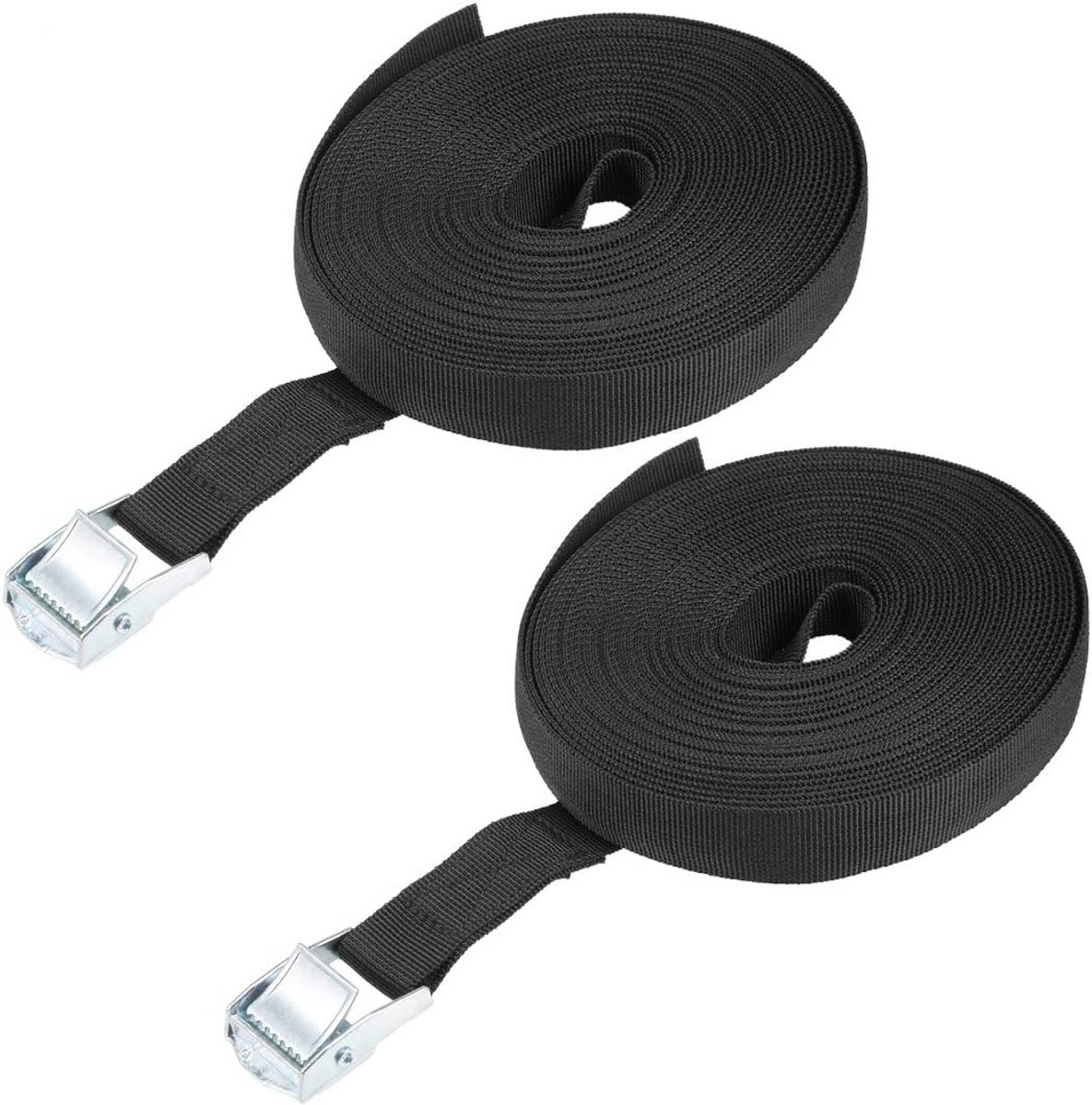 Spanband met Ratel, Zware Kwaliteit Vastzetband Zwart 9M x 25mm, 2 Stuks tot 250 kg