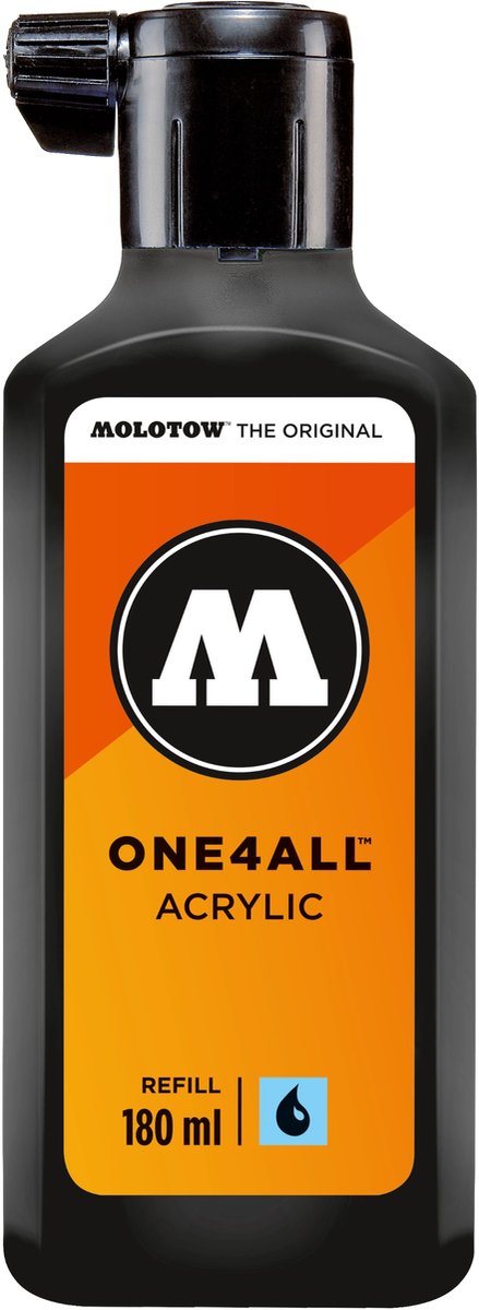 Molotow ONE4ALL™ - 180ml Zwarte navul Inkt op acrylbasis