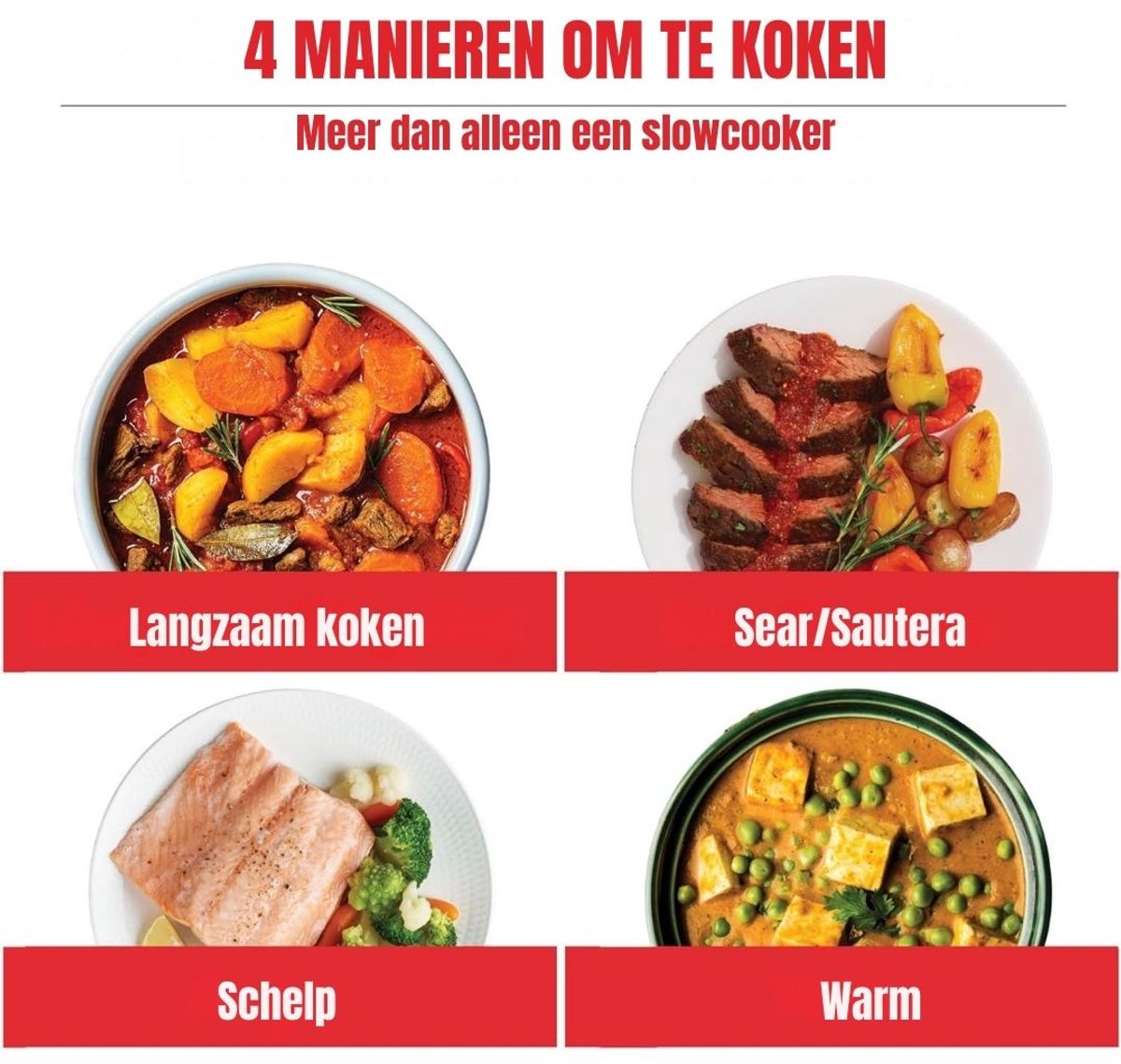 Slowcooker Met Timer - Slowcooker - Multicooker - Zwart - 39cm x 26cm x 35cm – foto 3