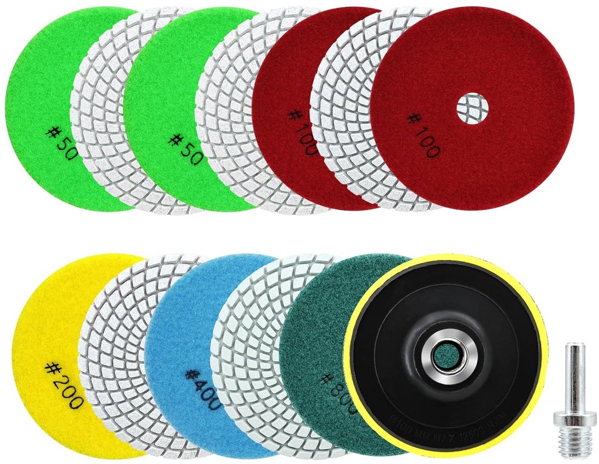 Diamant Polijstschijven Set 100mm Voor Graniet, Marmer en Steenbewerking