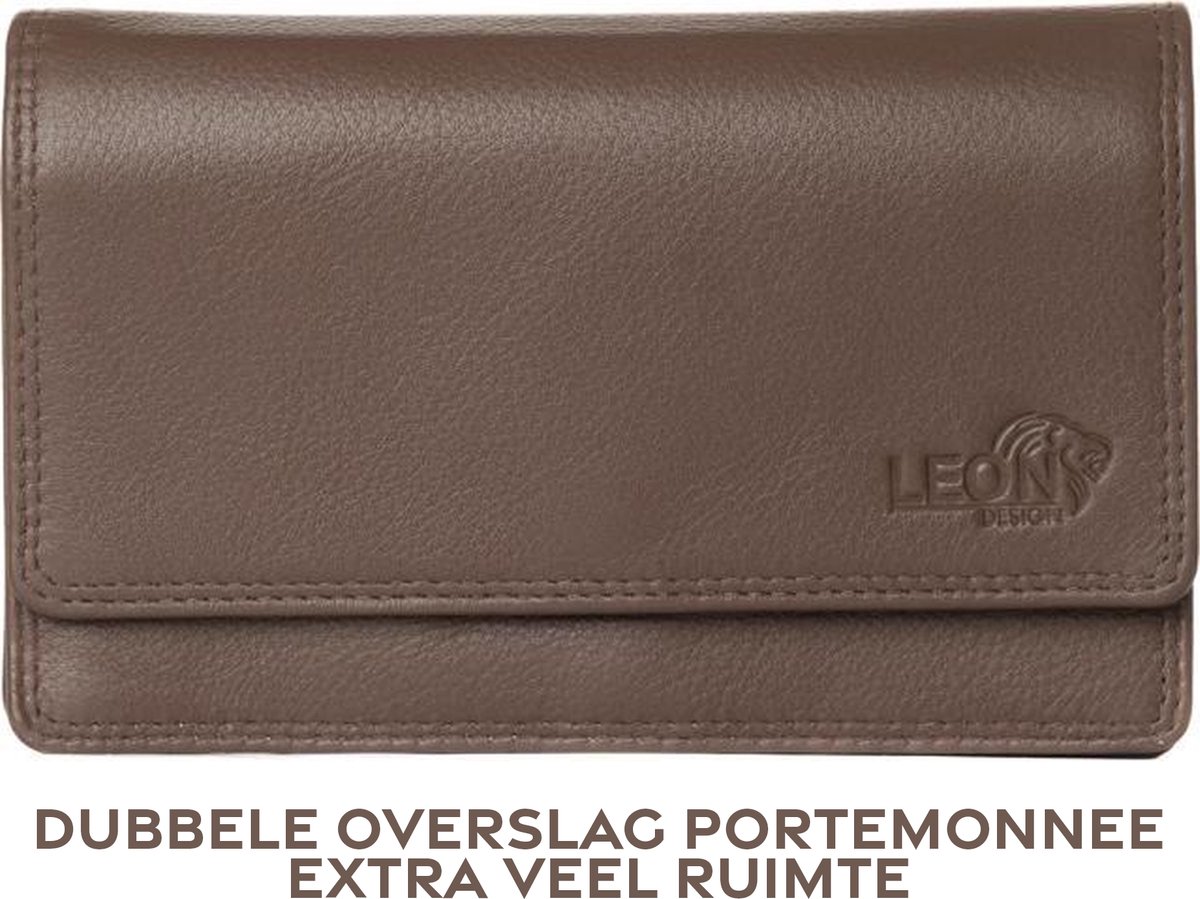 Portemonnee dames - Portemonnee - Portefeuille dames - Beurs - Dames portemonnee - Dames portemonnee leer - Cadeau - Vrouwen cadeautjes - Cadeau voor vrouw - Kado vrouwen - Dames portemonnee overslag - Cadeau voor vriendin - Portemonnee dames groot