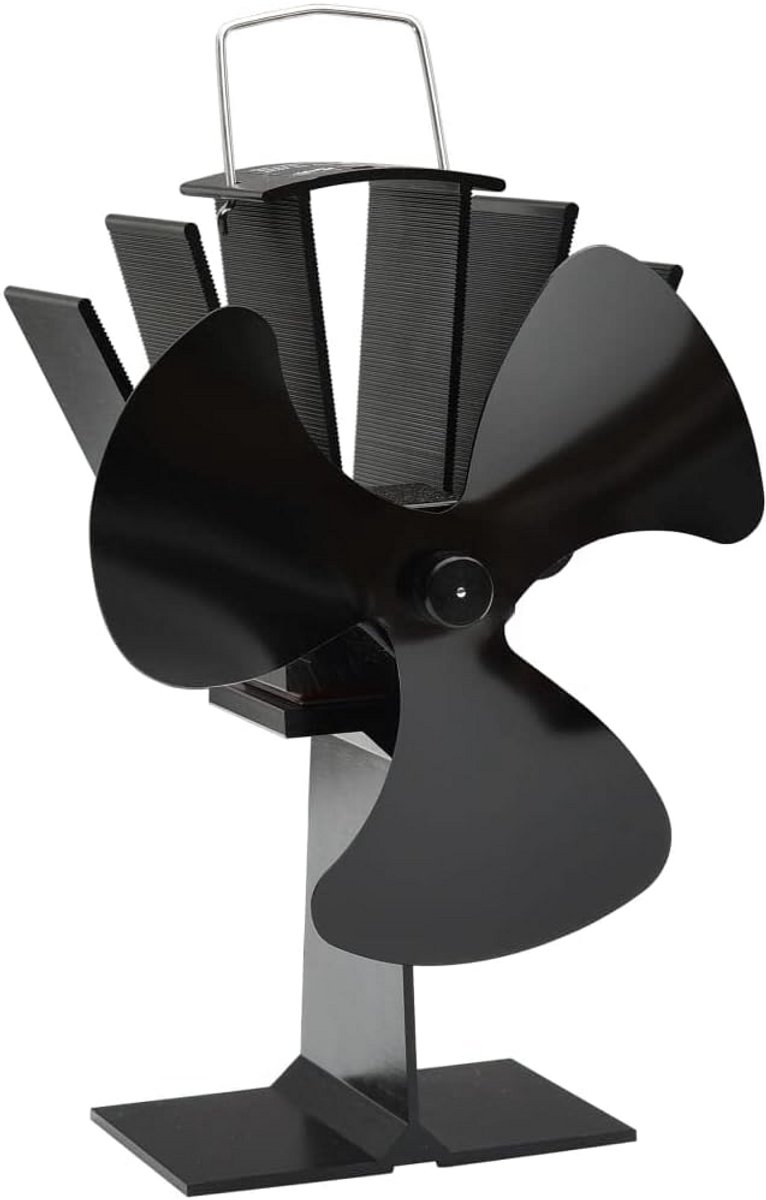 Warmtepomp Ventilator voor Houtkachel - Stille Warmteverdeling Zwart