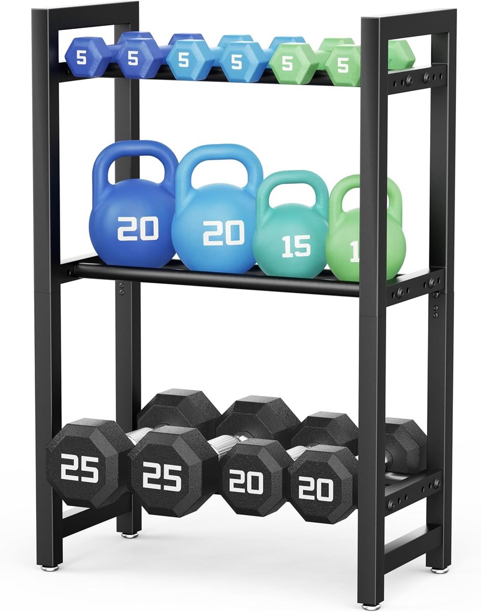 Halterrek - Dumbbell standaard - Halter standaard - Dumbell Rek - Dumbbell Toren - Weight Rack - Dumbbell Houder - Dumbell Opbergrek - Fitnessapparatuur - Belastbaar - 3 Laags - van Imperatoris