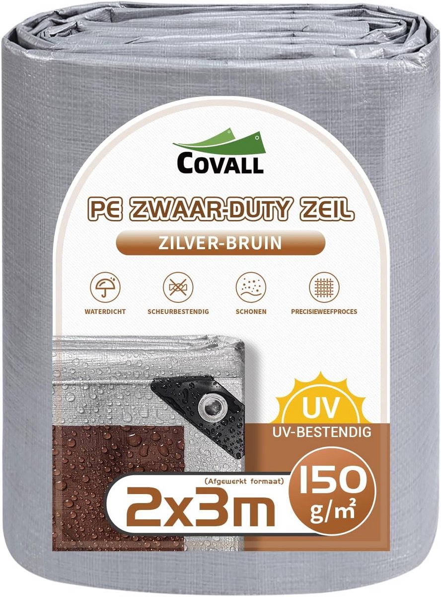 Zwaar Waterdicht Grondzeil 2x3m - UV-Bestendig Dekzeil met Verstevigde Oogjes