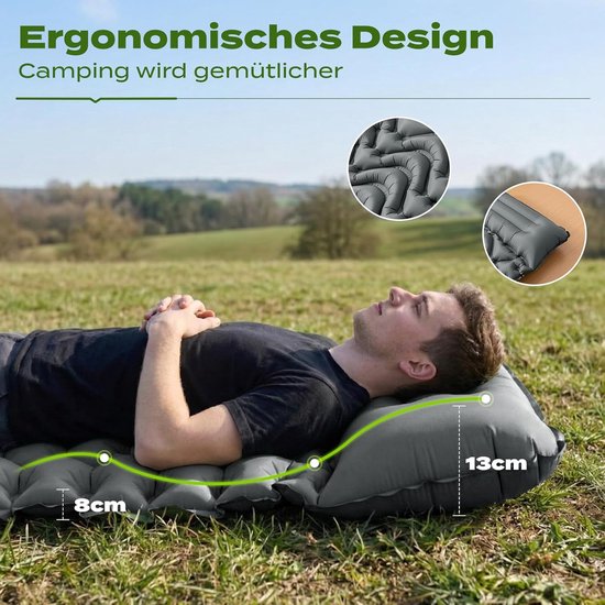 Opblaasbare Campingmat 8 cm - Ultrakrachtig Luchtmatras met Voetpomp — afbeelding 5