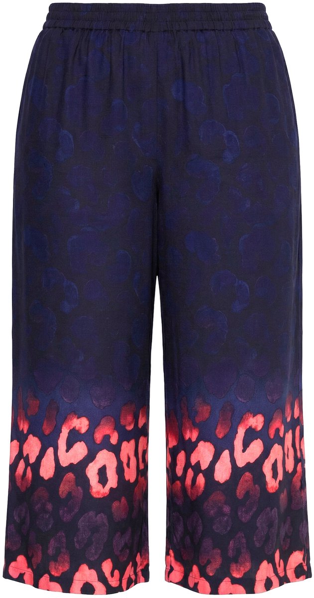 Angel of Style - Dames - Culotte wijde pijpen broek luipaardmotief - Donkerblauw - Maat 60