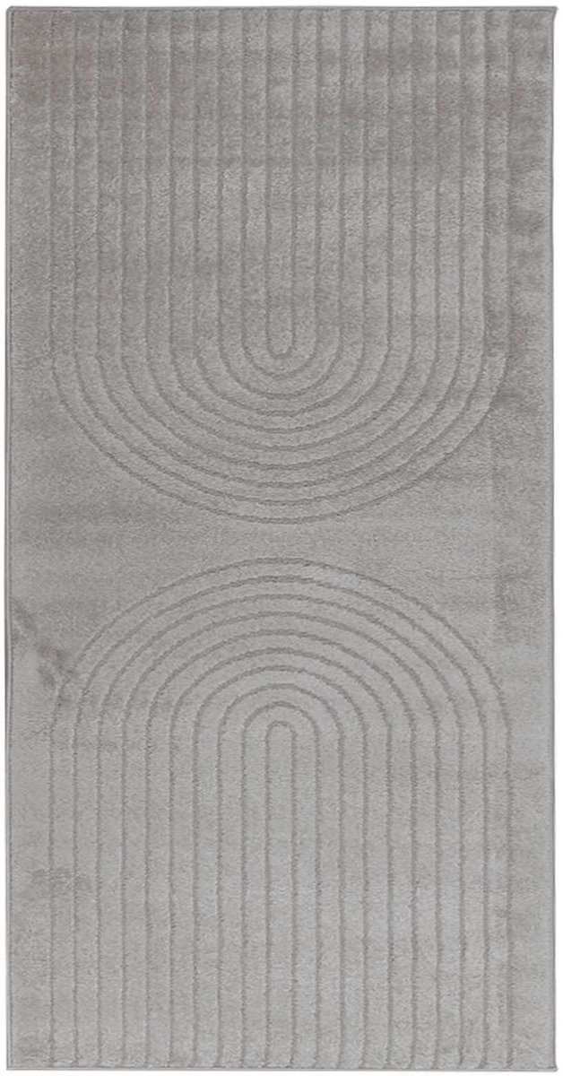 vidaXL Binnen - kleed - GALATI - Grijs - 80 - x - 150 - cm - Polyester - Medium - Pile