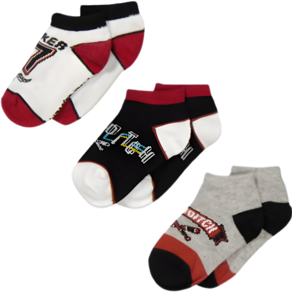 Harry Potter Sokken - Maat 19-21 - Kindersokken - Enkelsokken - 3 paar - Sokjes voor kinderen - Voor jongens en meisjes - Unisex - Zwart/grijs/rood