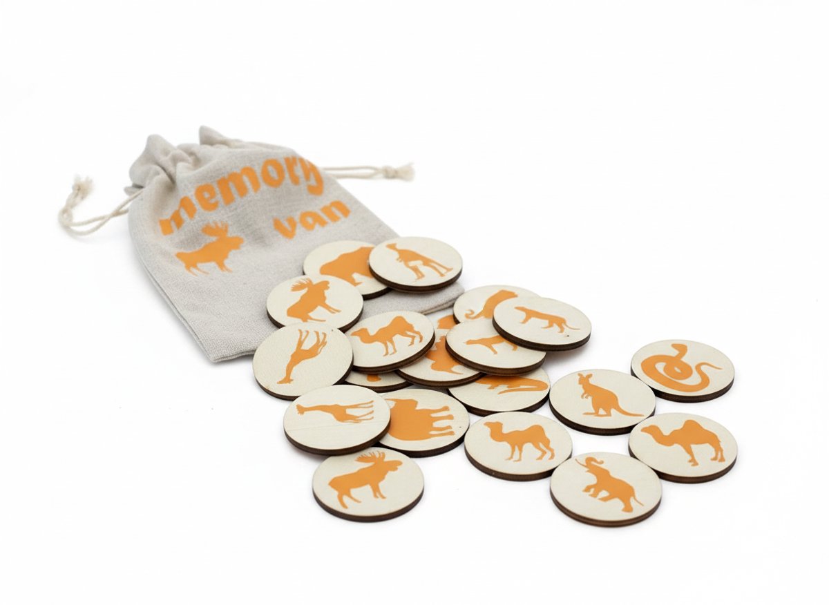 Memory Wilde Dieren - Spel - Gepersonaliseerd met naam - Hout - Duurzaam