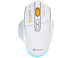 DREILEX W601 Draadloze Gaming Muis – 12800 DPI, Programmeerbaar, RGB, Tri-Mode, Stil – Wit