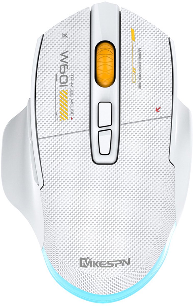 DREILEX W601 Draadloze Gaming Muis - 12800 DPI, Programmeerbaar, RGB, Tri-Mode, Stil - Wit