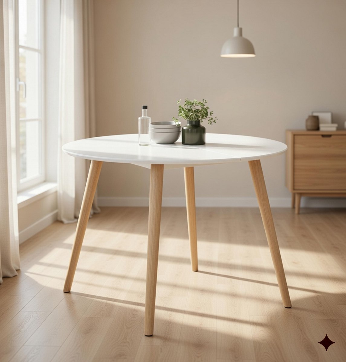 Rovigno Ronde Eettafel 80 cm Rustiek Bruin - Compacte Houten Bistrotafel met Dik Onderstel - Keukentafel voor 2-4 Personen - Landelijk & Industrieel Design - Casa Serena – 80 cm – Casa Dorada