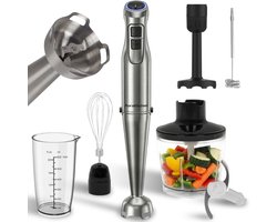 AoraKitchen Staafmixer Set - 6 Delig - Incl. Receptenboek - 1000W - Turbo - Melkopschuimer - Hakmolen - Maatbeker - Garde