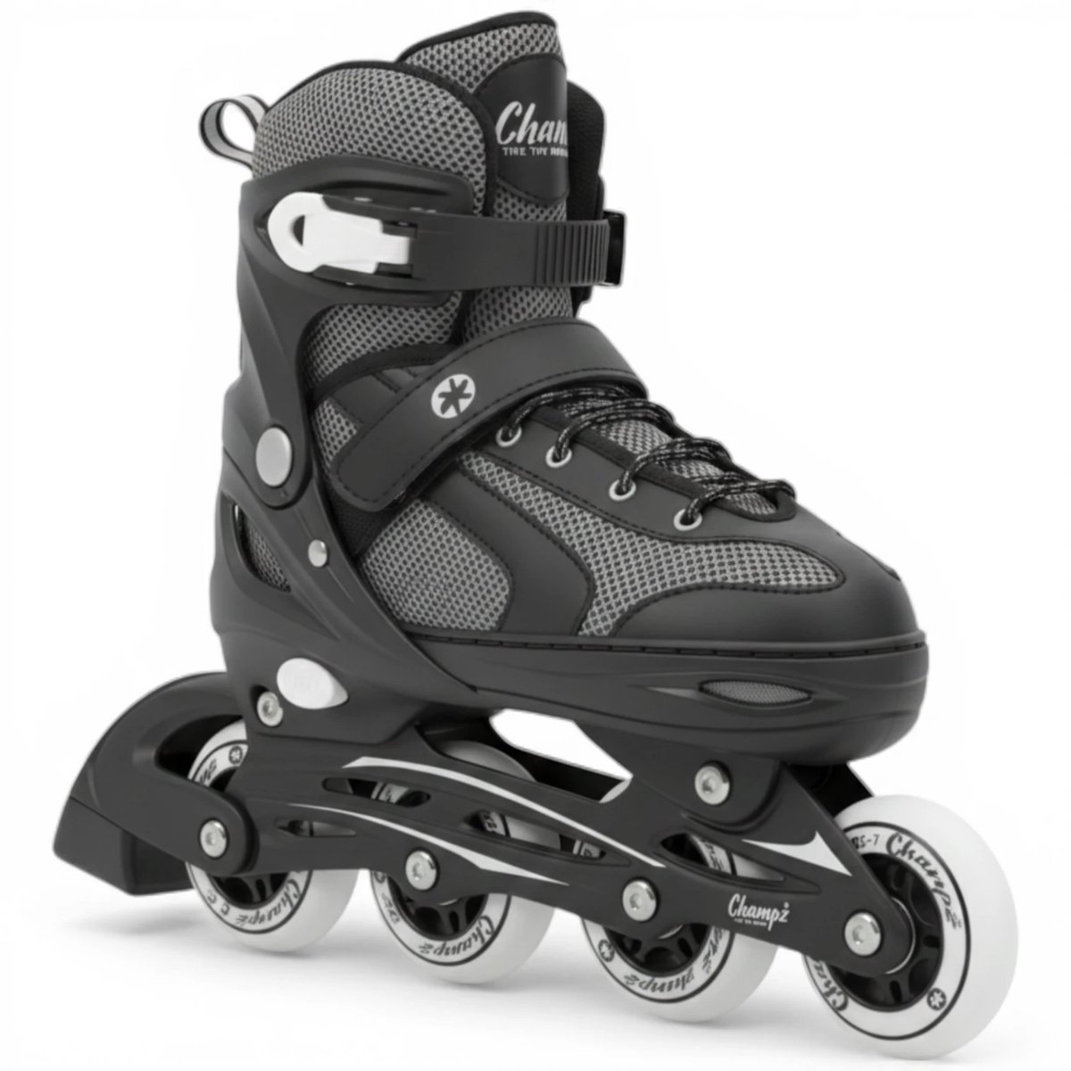 Champz Inline Skates | Zwart | ABEC7 | Aluminium Frame | Verstelbaar 31-34 | Snelle en Soepele Rit | Semi Soft Boot | Premium Kwaliteit voor Jonge Skaters!