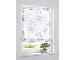 Vouwgordijn Cirkelmotief Wit Antraciet - Zonder Boren Ophangen - 80x140 cm