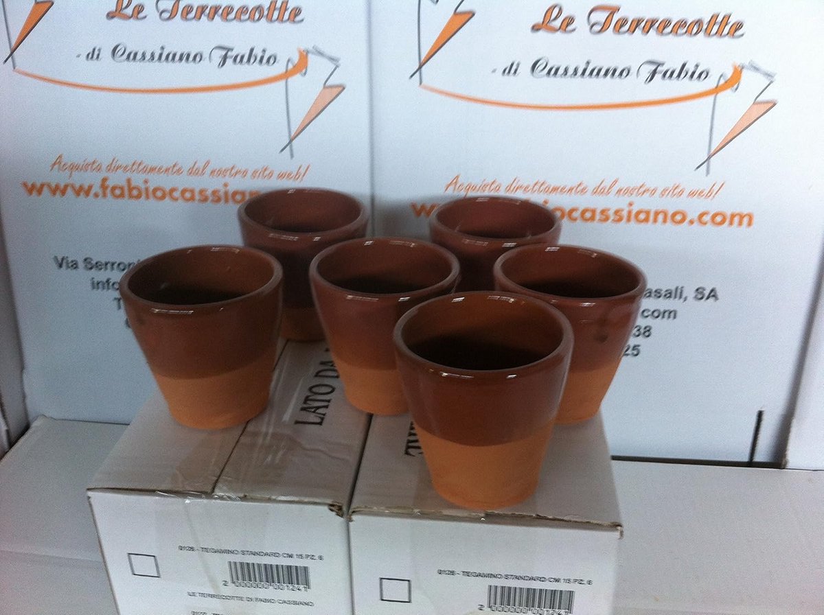 Set van 6 Terracotta Bekers (10 cm) - Handgemaakt Aardewerk