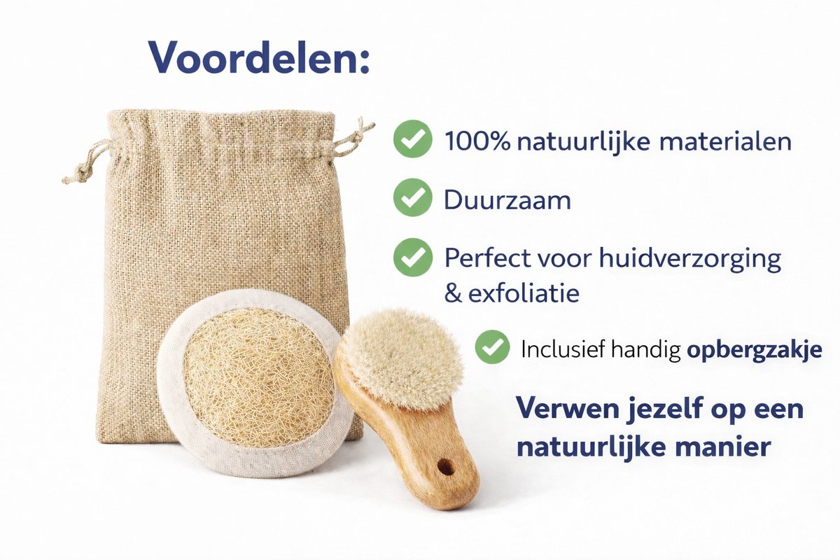 Gezichtsborstel & Loofah Scrub Pad – Inclusief Opbergtasje – 3-Delige Set – Exfoliatie & Diepe Reiniging