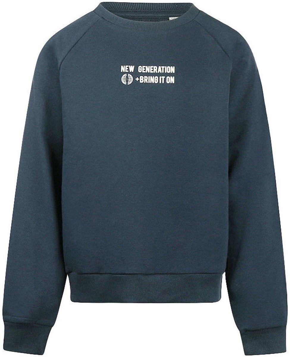 No Way Monday blauwe sweater met backprint
