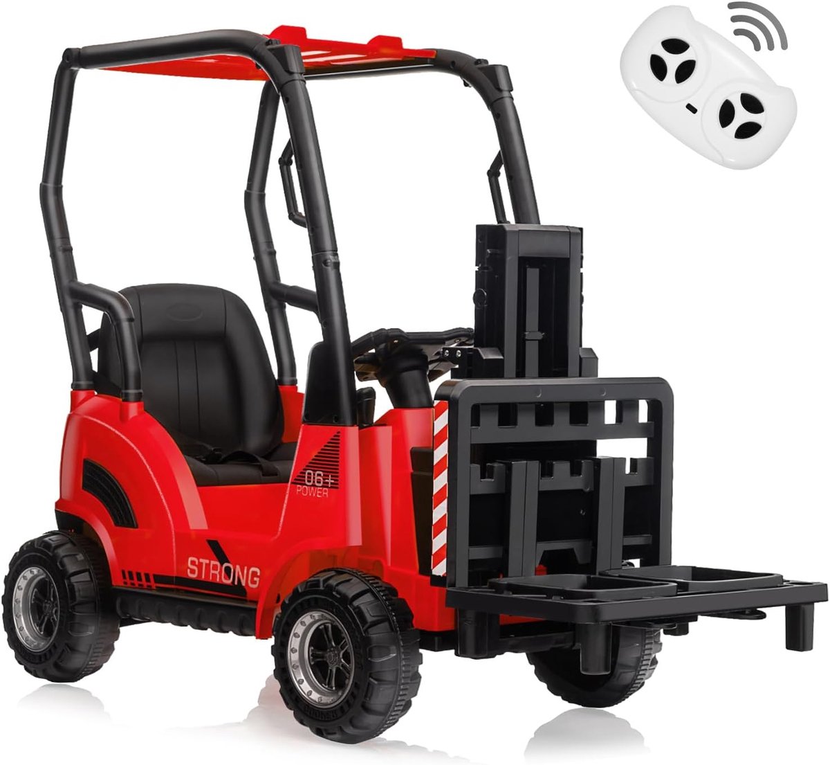 12V Elektrische Heftruck voor Kinderen – Rood – Met Hefvorken, Pallet & Afstandsbediening – Muziek, USB/MP3, 2 Snelheden – Veilig voor Kinderen vanaf 3 Jaar