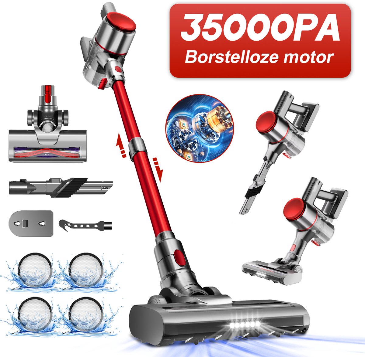 Elekiatech Steelstofzuiger 35000Pa Draadloos met 50 Minuten - Elekiatech - €84,62