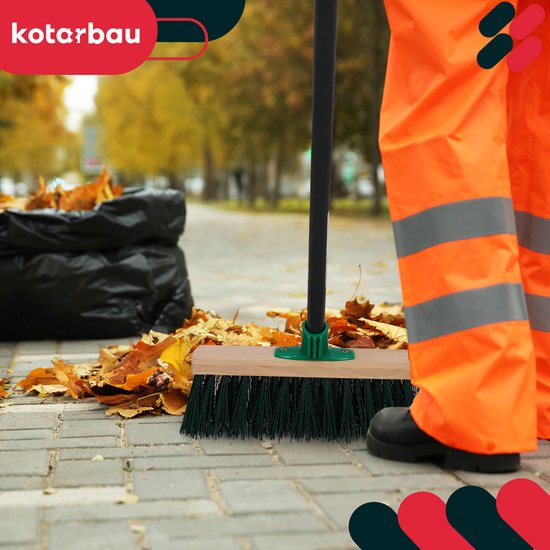 KOTARBAU® Straatbezem, Veegbezem, Tuinbezem, Beukenhout, 30 cm, Groen, Buitenbezem, Harde Veegbezem, Houten Straatbezem, met Metalen Steel van KOTARBAU — afbeelding 3