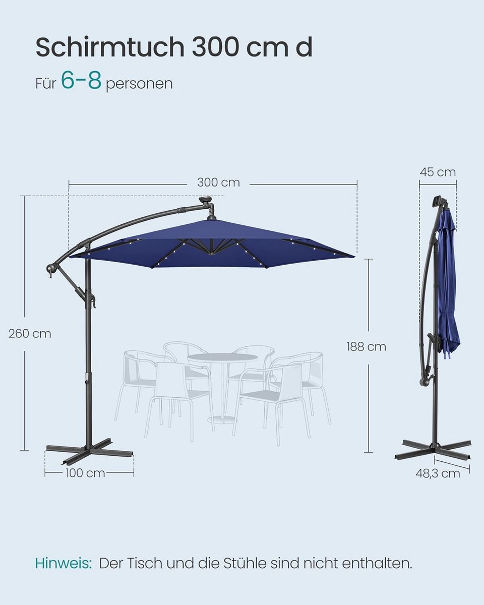 Balkonparasol Rechthoekig Bellavero 140x210 cm – Kantelbaar 30° Dubbelzijdig, UV-Bescherming UPF50+, Polyester 180g/m², Stalen Frame – Tuin, Balkon, Strand & Terras – Bellavero