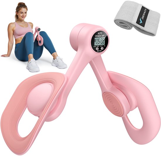 MERACH Bekkenbodemtrainer - dijbeentrainer - beentrainer voor vrouwen - postnatale revalidatie - weerstandsbanden - draagbaar - roze