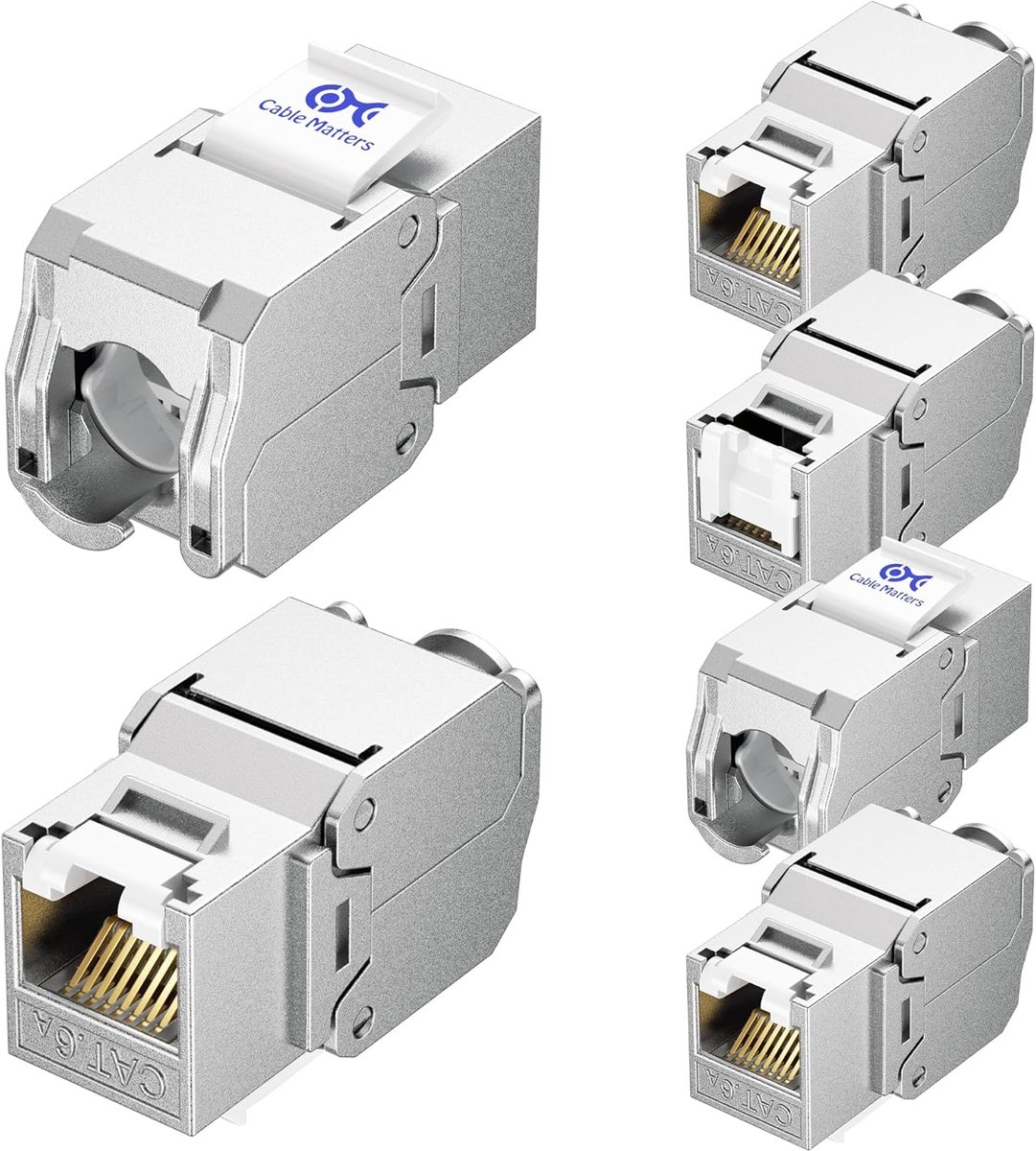 RJ45 Keystone Aansluitingen - Netwerk Connectoren - Netwerk Installatie - Afgeschermd Metaal - Cat6A - Zilver