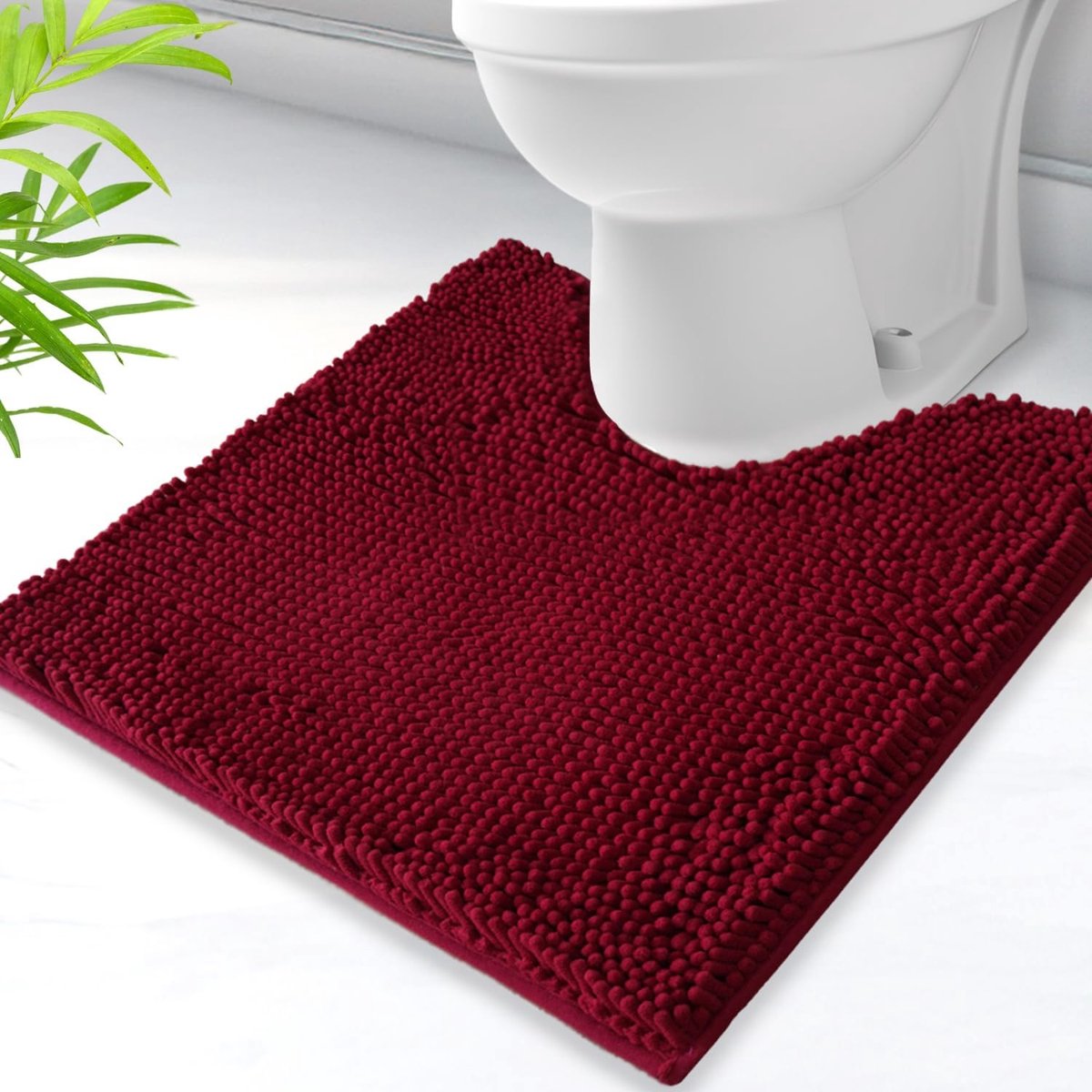 U-vormig toilet tapijt - Badmat badkamer - Comfort bij de wc - Zacht absorberend - 51 x 61 cm - Bordeaux