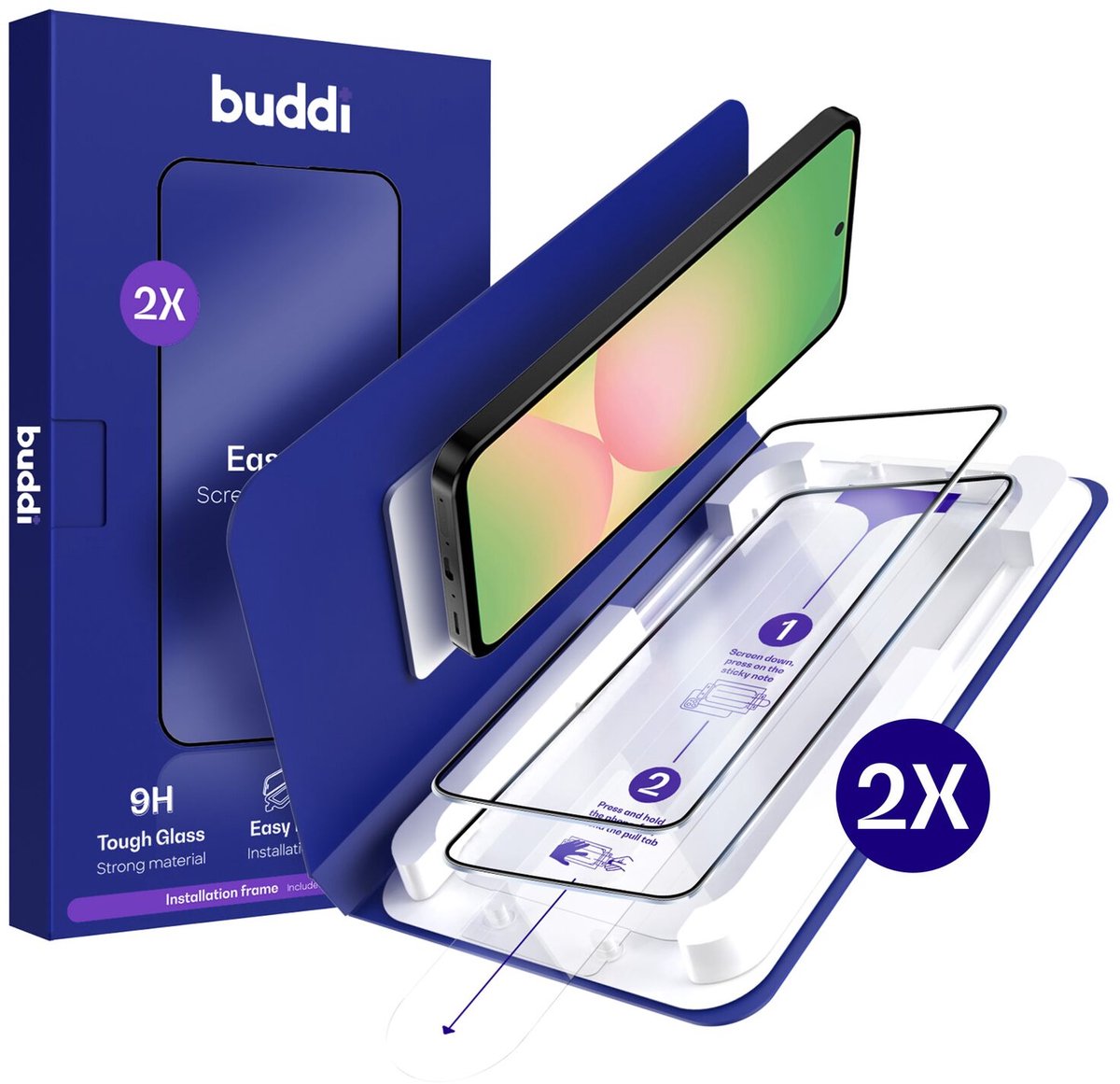 2-Pack Screenprotector Geschikt voor Samsung Galaxy A56 - Buddi Easy Fit Tempered Glass met Installatietray - 9H+ Gehard Glas - Case Friendly Glasplaatje - Eenvoudige montage