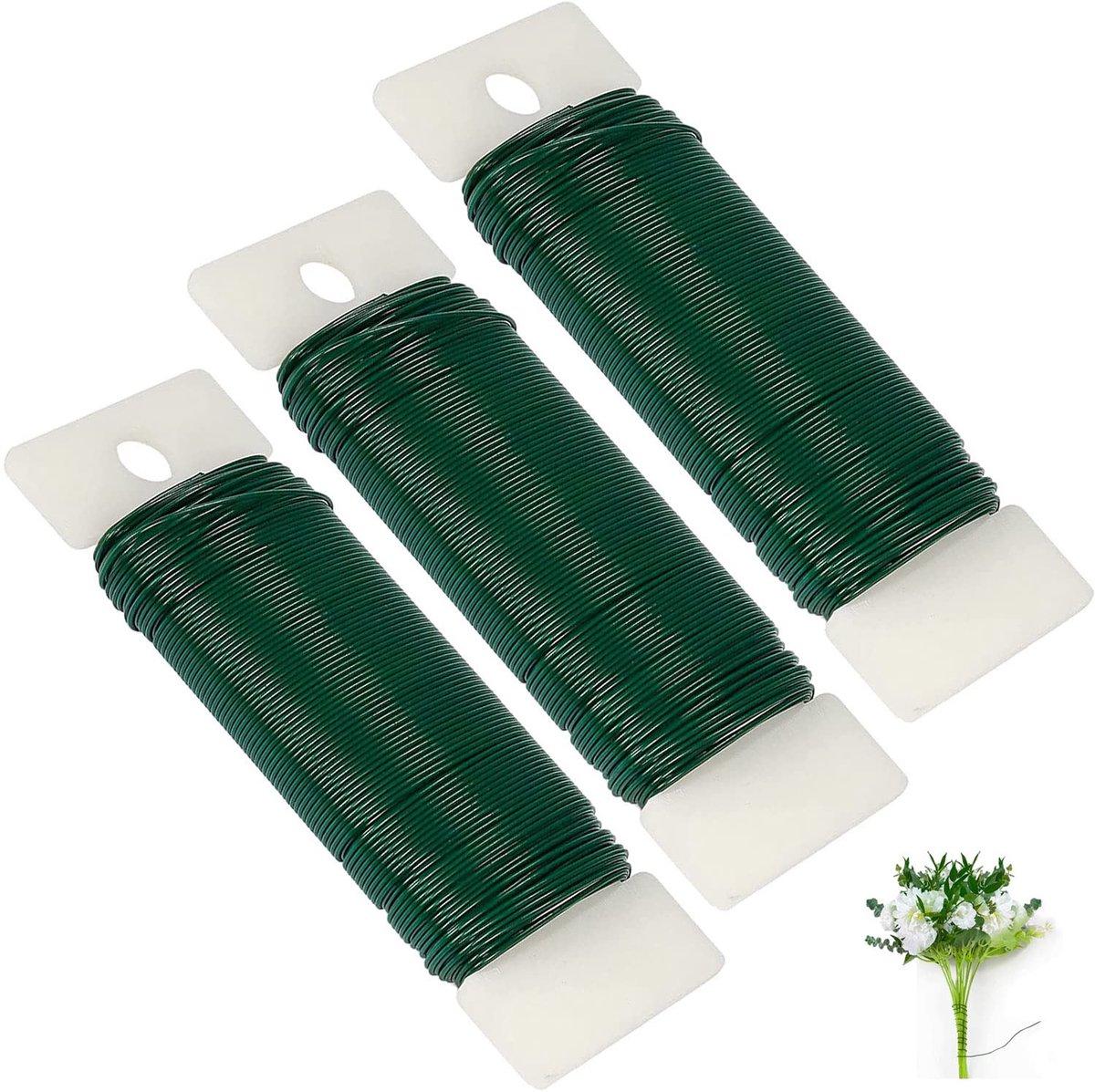 Bloemen Draad - Ambachtsdraad Krans - Bloemstukken Maken - Flexibel En Sterk - 3 Rollen 100m - Groen
