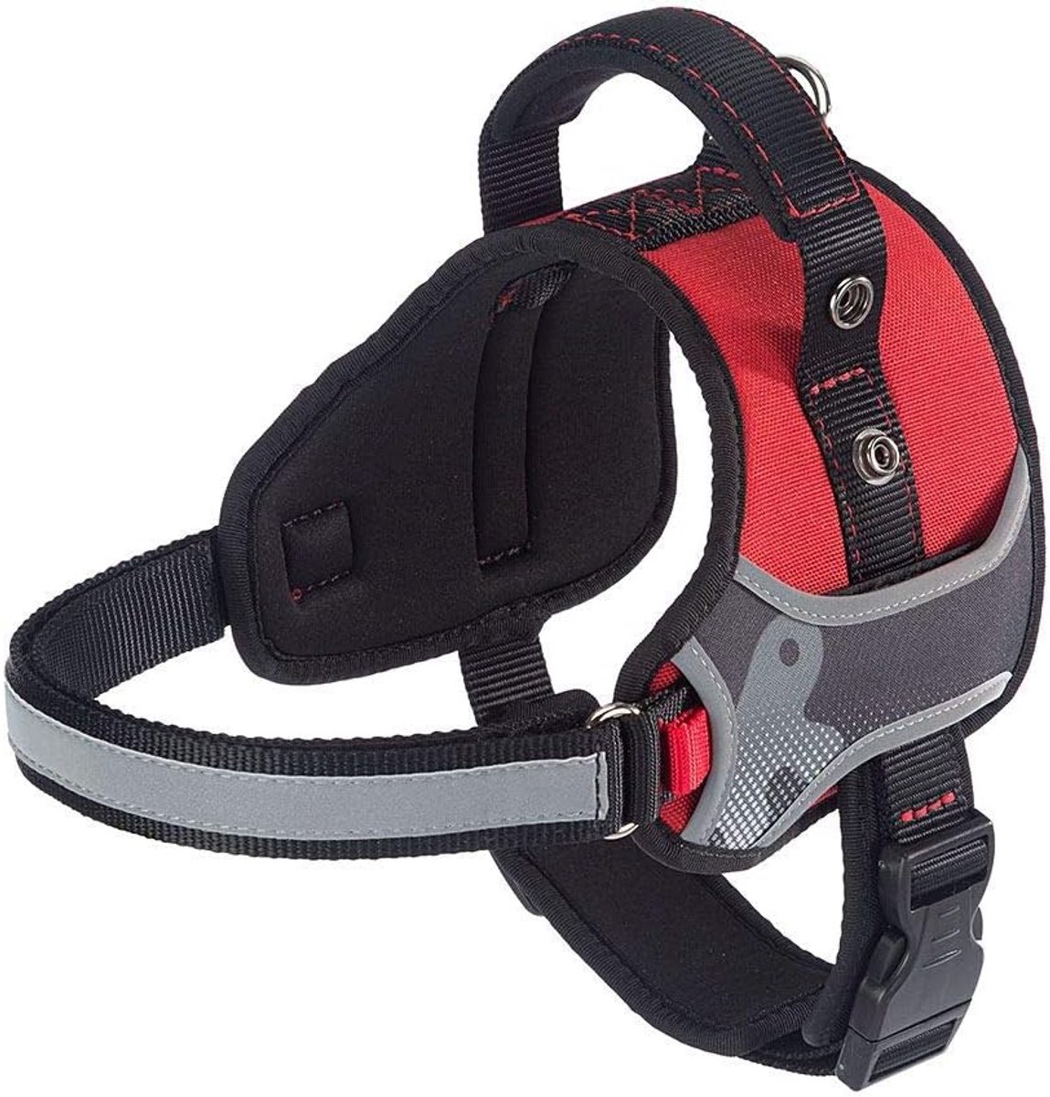 Hondentuig Gevoerd - Harnas Hond - Veilig Wandelen - Met Handvat Zichtbaar - Extra Small - Rood