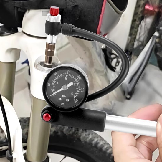 Dempomp - Fiets pomp - Onderhoud Fietsen - 300 PSI - 128.6 Grams - Metaal Rood — afbeelding 3